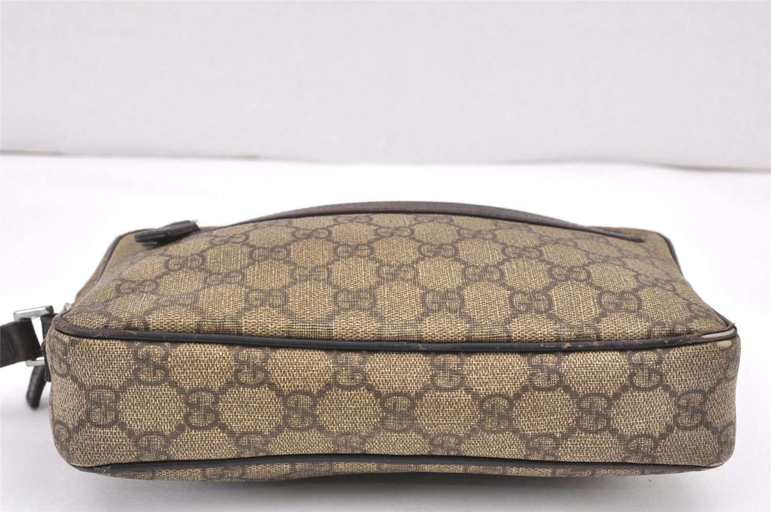 Authentic GUCCI Clutch Hand Bag Purse GG PVC Leather 73956 Brown Junk 2120K
