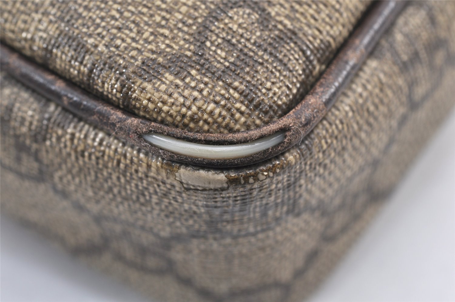 Authentic GUCCI Clutch Hand Bag Purse GG PVC Leather 73956 Brown Junk 2120K