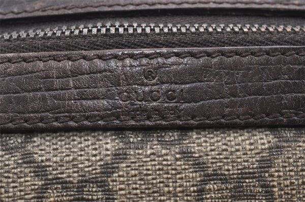 Authentic GUCCI Clutch Hand Bag Purse GG PVC Leather 73956 Brown Junk 2120K