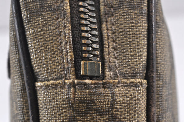 Authentic GUCCI Clutch Hand Bag Purse GG PVC Leather 73956 Brown Junk 2120K