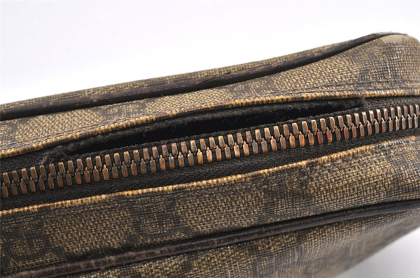 Authentic GUCCI Clutch Hand Bag Purse GG PVC Leather 73956 Brown Junk 2120K