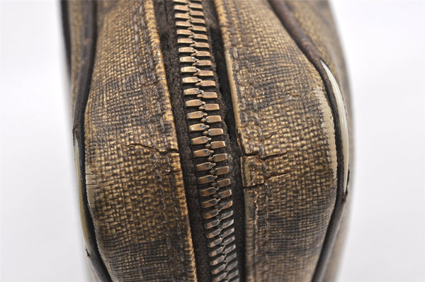Authentic GUCCI Clutch Hand Bag Purse GG PVC Leather 73956 Brown Junk 2120K