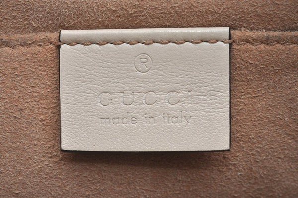 Authentic GUCCI GG Marmont Chain Shoulder Cross Body Bag Leather White 2123I