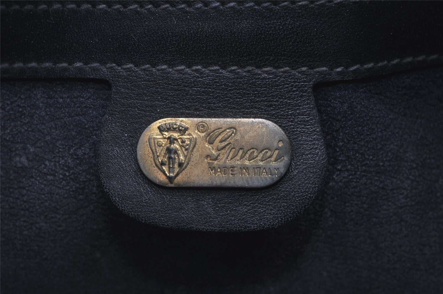 Authentic GUCCI Sherry Line Micro GG Shoulder Bag PVC Leather Navy Junk 2128I