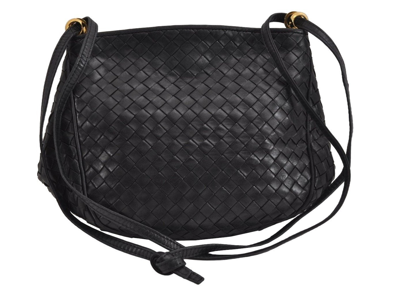 Authentic BOTTEGA VENETA Intrecciato Leather Shoulder Bag Purse Black 2132J