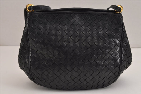 Authentic BOTTEGA VENETA Intrecciato Leather Shoulder Bag Purse Black 2132J