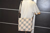 Authentic BURBERRY BLUE LABEL Check Shoulder Cross Bag Nylon Leather Beige 2134K