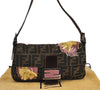 Authentic FENDI Zucca Mamma Baguette Shoulder Bag Nylon Leather Brown 2137J