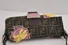 Authentic FENDI Zucca Mamma Baguette Shoulder Bag Nylon Leather Brown 2137J