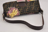 Authentic FENDI Zucca Mamma Baguette Shoulder Bag Nylon Leather Brown 2137J