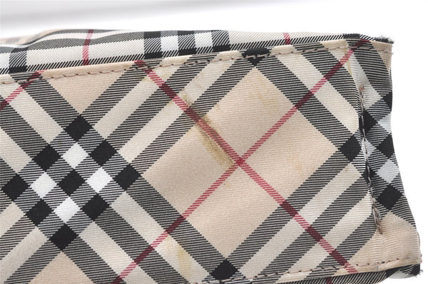 Authentic BURBERRY BLUE LABEL Check Hand Tote Bag Purse Nylon Beige 2137K