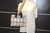 Authentic BURBERRY BLUE LABEL Check Hand Tote Bag Purse Nylon Beige 2137K