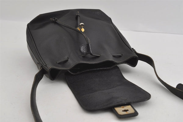 Authentic BALLY Leather Drawstring Shoulder Cross Body Bag Purse Black 2140I