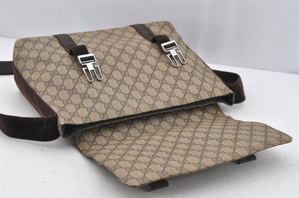 Authentic GUCCI Shoulder Cross Body Bag GG PVC Leather 122373 Brown 2143I