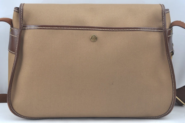 Authentic HUNTING WORLD Logo Shoulder Cross Body Bag Canvas Leather Brown 2143J