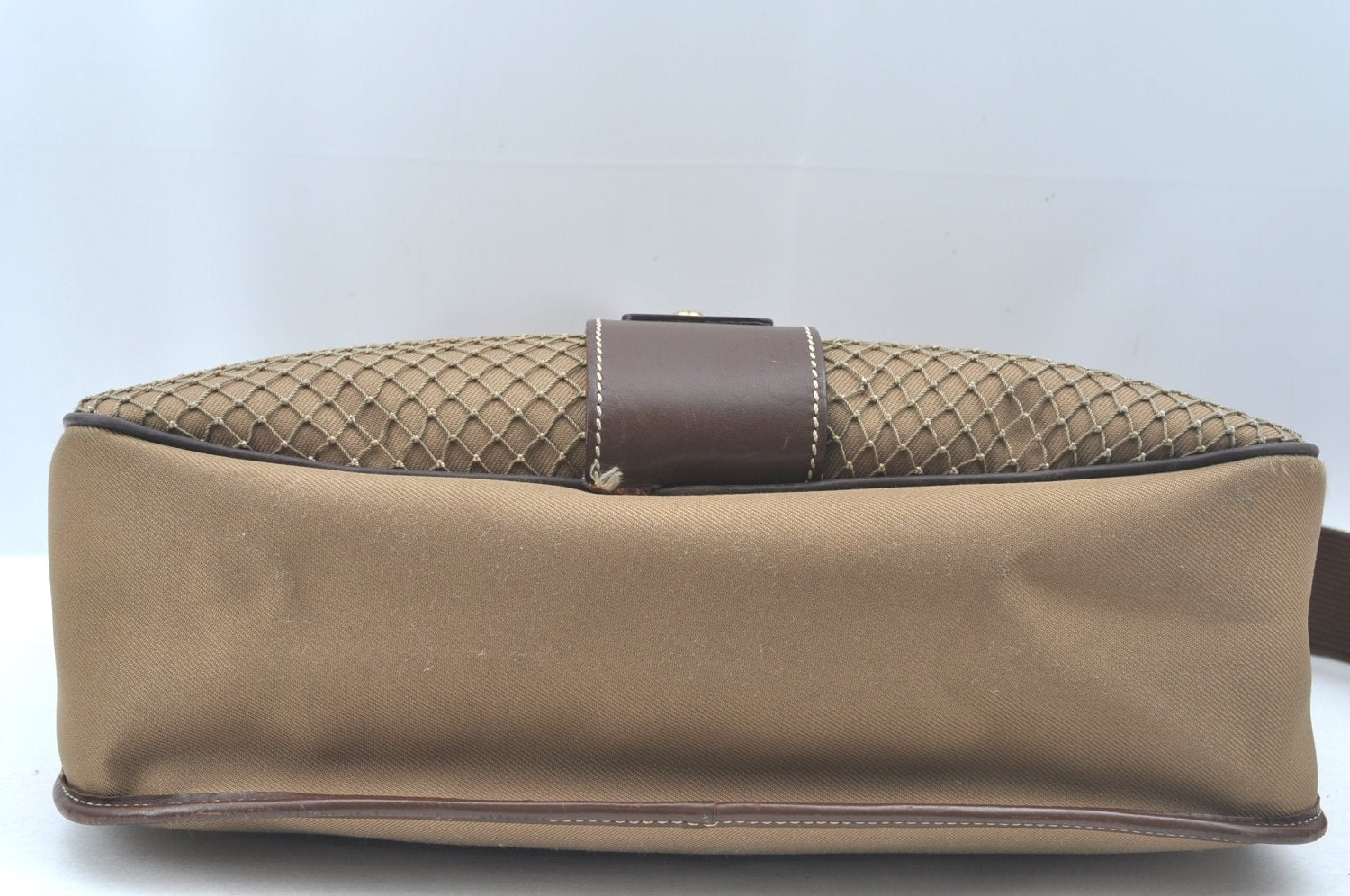 Authentic HUNTING WORLD Logo Shoulder Cross Body Bag Canvas Leather Brown 2143J