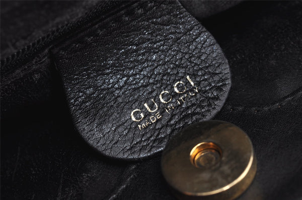 Authentic GUCCI Bamboo 2way Hand Shoulder Bag Purse Leather Black Junk 2144I