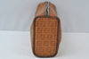 Authentic FENDI Vintage Zucchino Clutch Bag Purse PVC Leather Brown 2144J