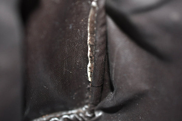 Authentic FENDI Vintage Zucchino Clutch Bag Purse PVC Leather Brown 2144J