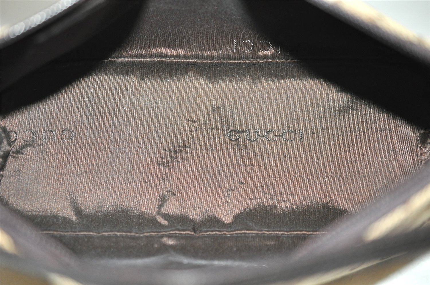 Authentic GUCCI Hand Bag Pouch Purse GG Canvas Leather 0391103 Brown 2146I