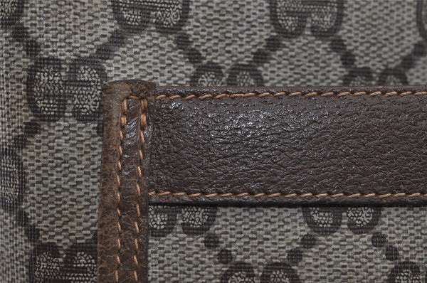 Authentic GUCCI Web Sherry Line Shoulder Tote Bag GG PVC Leather Brown 2147I