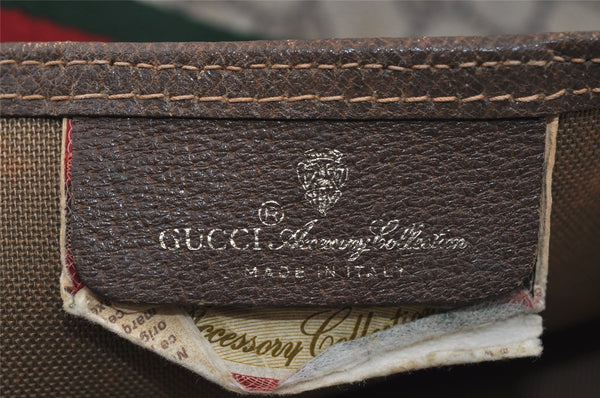 Authentic GUCCI Web Sherry Line Shoulder Tote Bag GG PVC Leather Brown 2147I