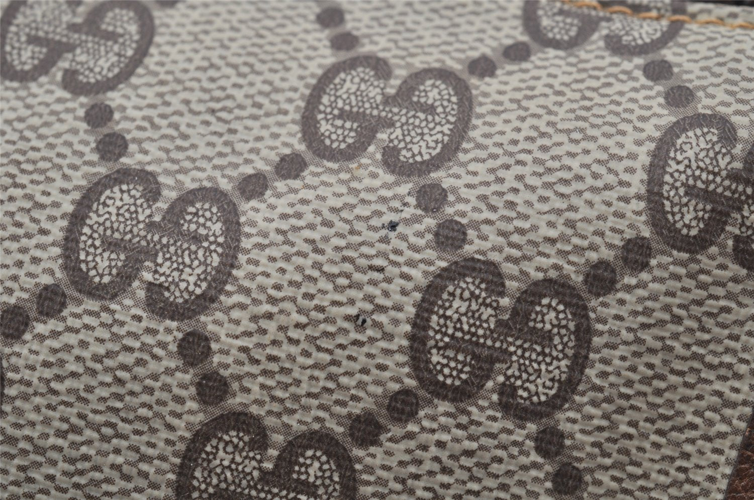 Authentic GUCCI Vintage Clutch Hand Bag Purse GG PVC Leather Brown 2149I