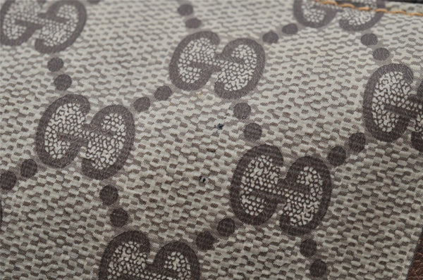 Authentic GUCCI Vintage Clutch Hand Bag Purse GG PVC Leather Brown 2149I