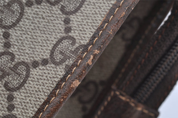 Authentic GUCCI Vintage Clutch Hand Bag Purse GG PVC Leather Brown 2149I