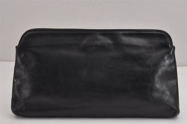 Authentic GIVENCHY Vintage Leather Clutch Hand Bag Black 2149J