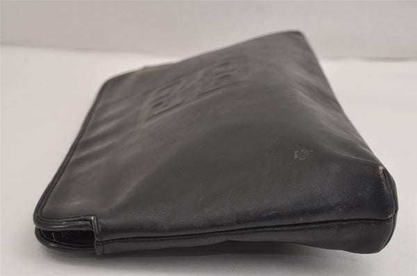 Authentic GIVENCHY Vintage Leather Clutch Hand Bag Black 2149J