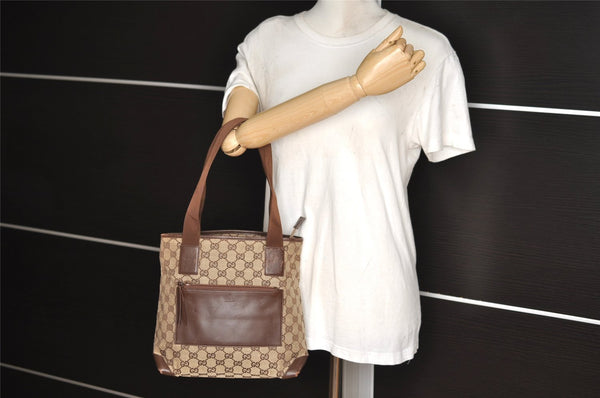 Authentic GUCCI Vintage Shoulder Tote Bag GG Canvas Leather 0190402 Brown 2150I