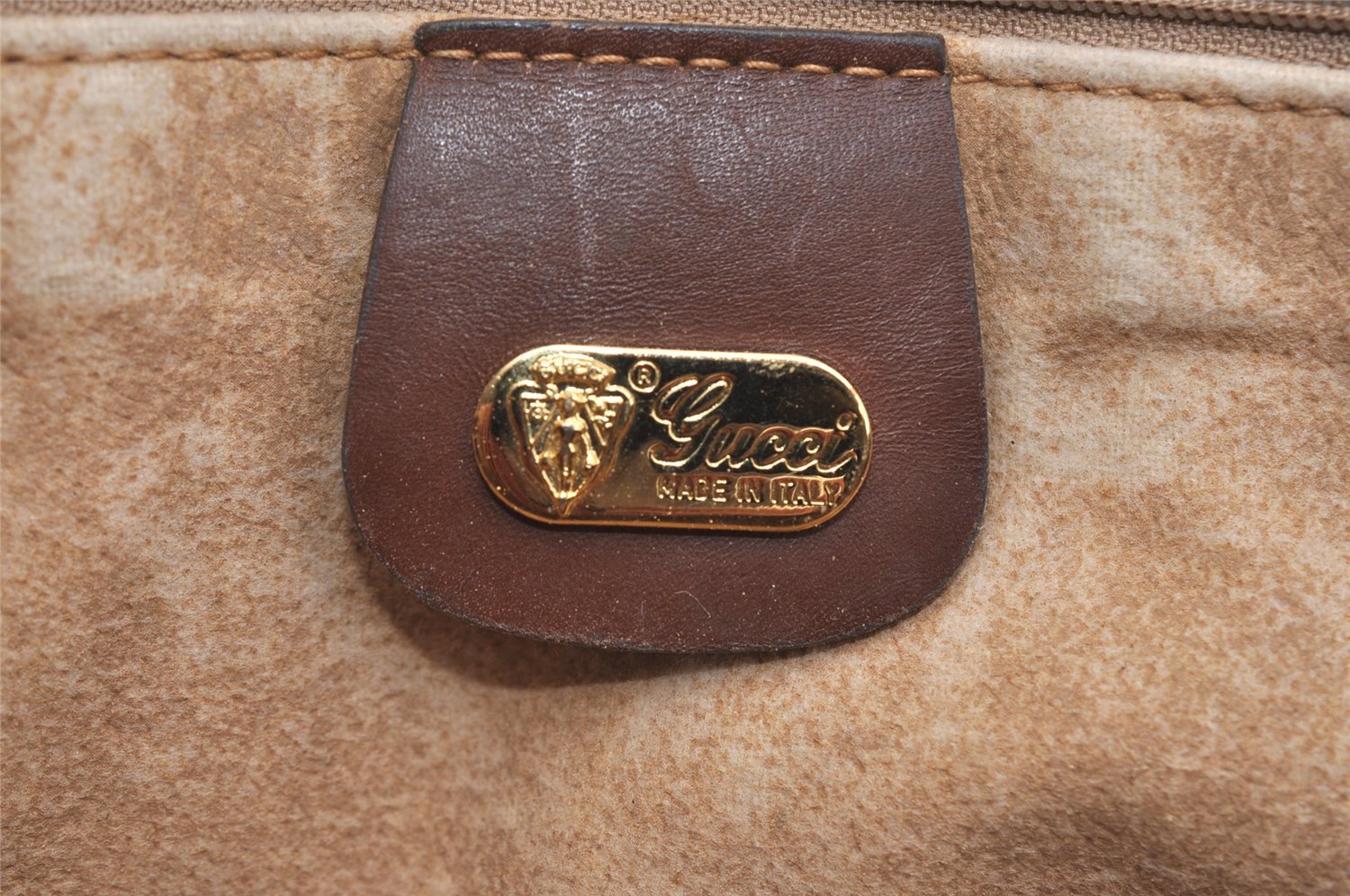 Authentic GUCCI Vintage Micro GG PVC Leather Travel Boston Hand Bag Brown 2151I