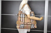 Authentic BURBERRY Nova Check Vintage Shoulder Bag Canvas Leather Beige 2154I