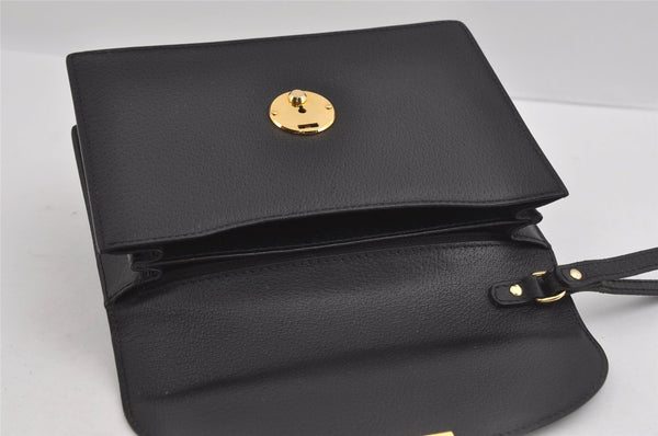 Authentic GUCCI Vintage Clutch Hand Bag Purse Leather Black 2155I