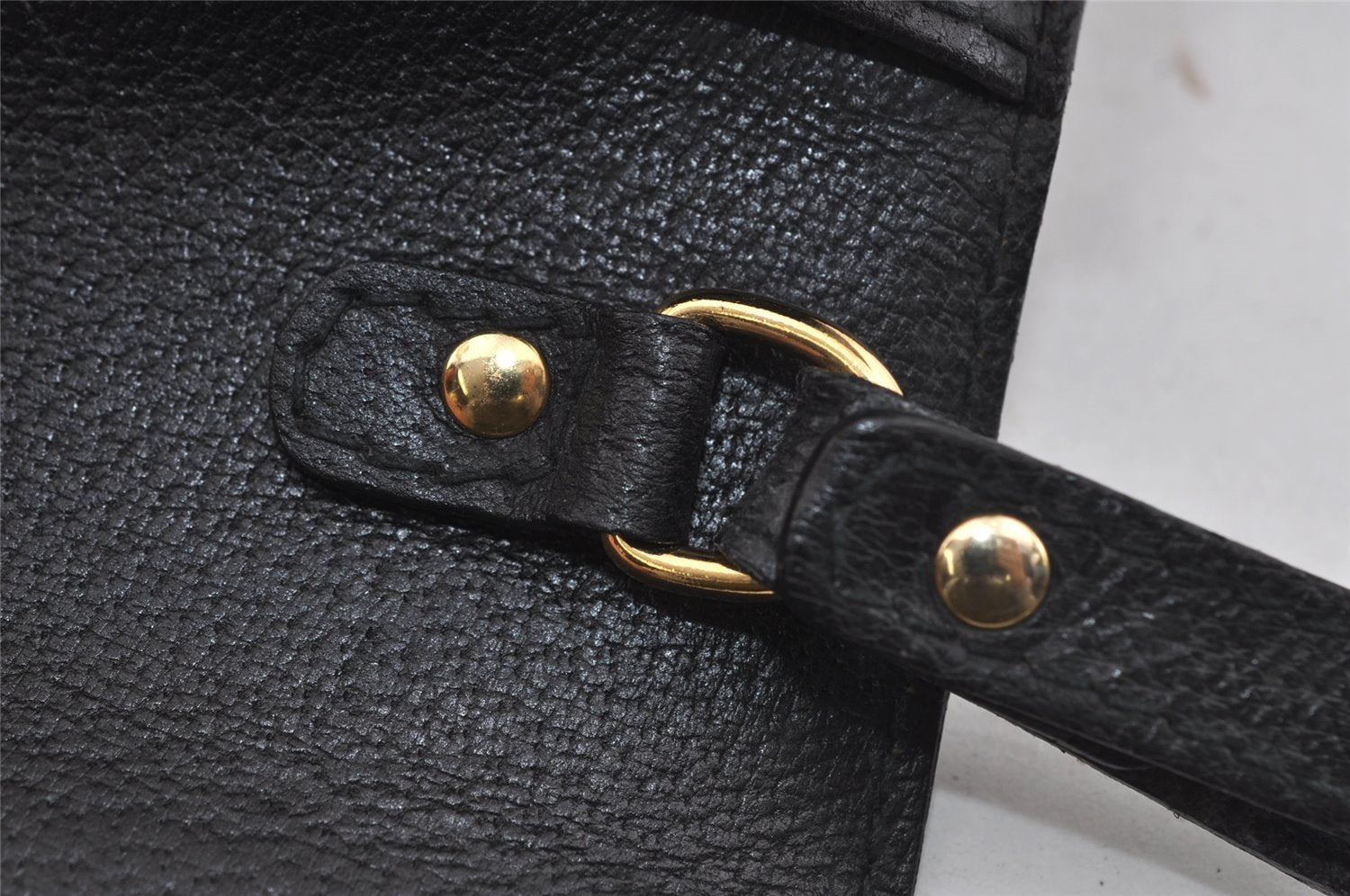 Authentic GUCCI Vintage Clutch Hand Bag Purse Leather Black 2155I