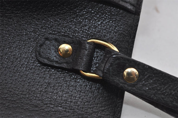 Authentic GUCCI Vintage Clutch Hand Bag Purse Leather Black 2155I