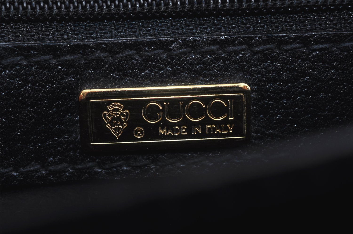 Authentic GUCCI Vintage Clutch Hand Bag Purse Leather Black 2155I