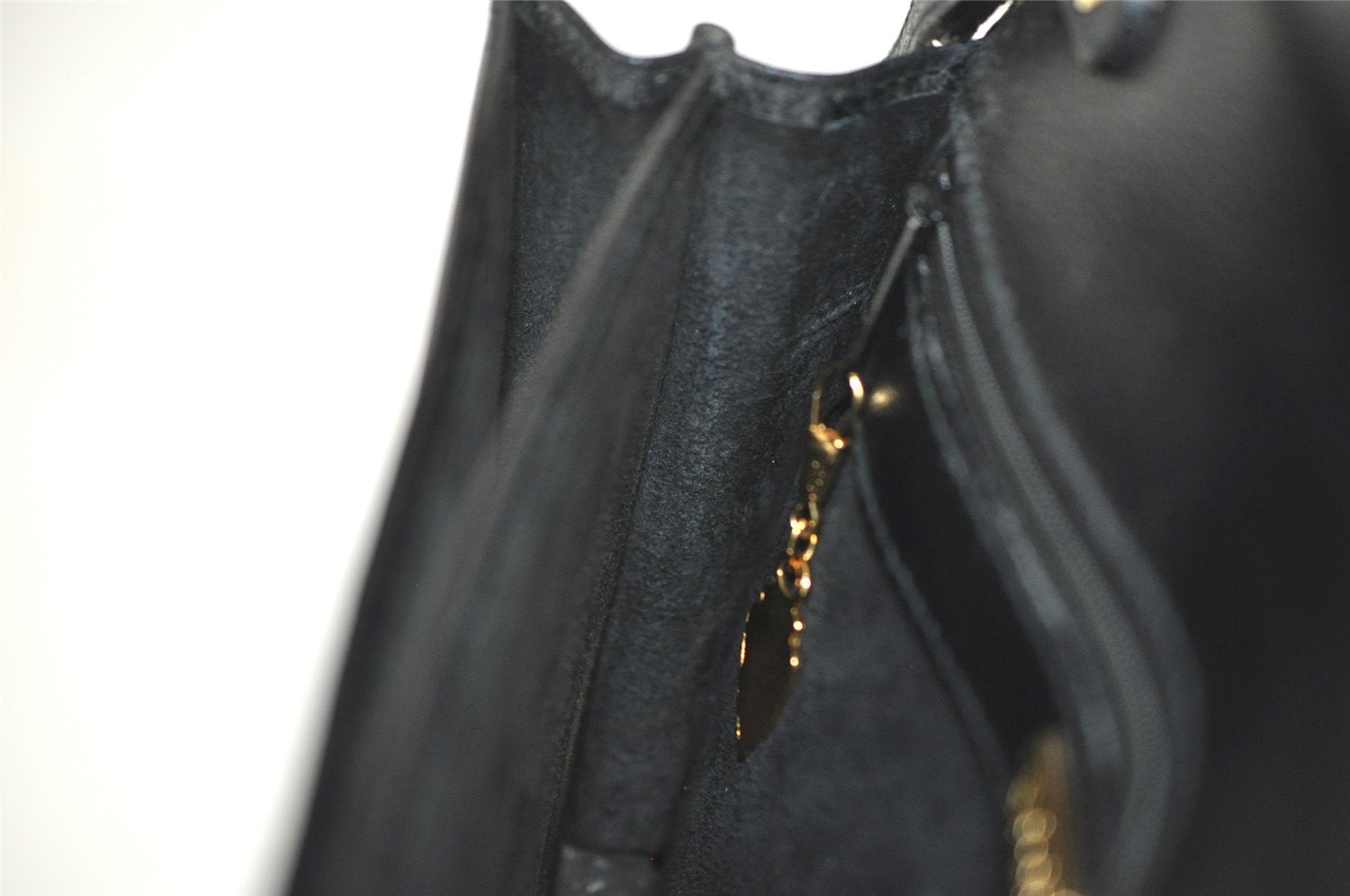 Authentic GUCCI Vintage Clutch Hand Bag Purse Leather Black 2155I