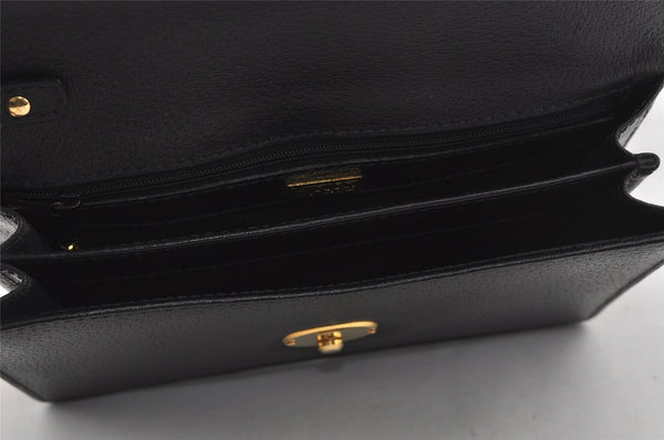 Authentic GUCCI Vintage Clutch Hand Bag Purse Leather Black 2155I