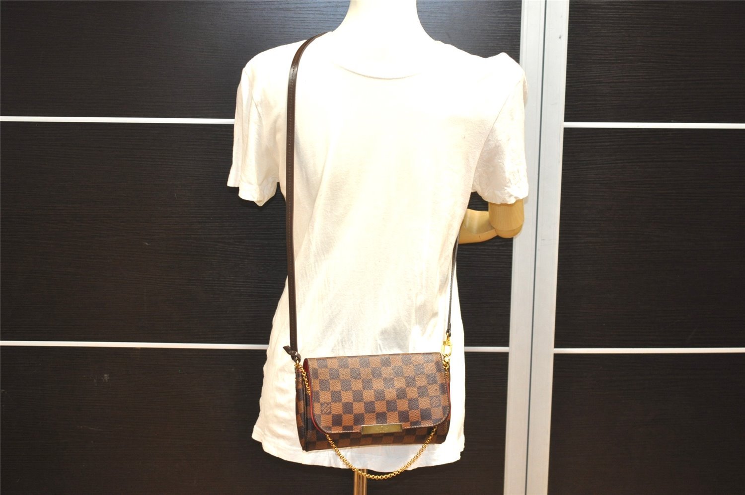 Authentic Louis Vuitton Damier Favorite PM 2Way Shoulder Bag N41276 LV Box 2156I
