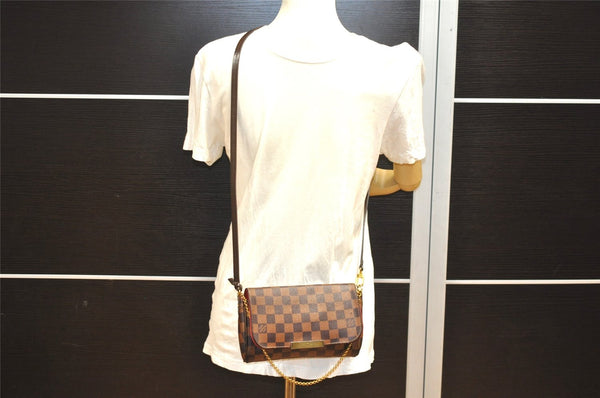 Authentic Louis Vuitton Damier Favorite PM 2Way Shoulder Bag N41276 LV Box 2156I