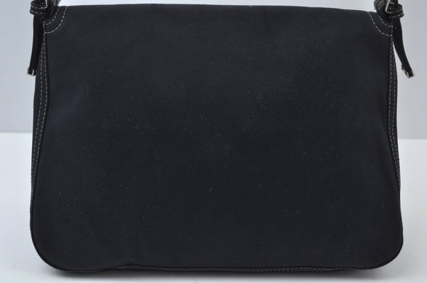 Authentic FENDI Mamma Baguette Shoulder Hand Bag Purse Canvas Navy Blue 2159I
