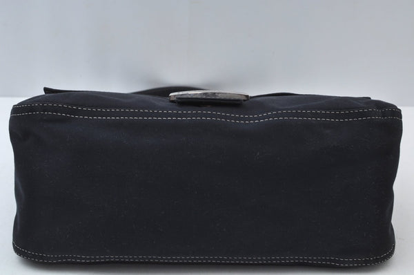Authentic FENDI Mamma Baguette Shoulder Hand Bag Purse Canvas Navy Blue 2159I