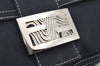 Authentic FENDI Mamma Baguette Shoulder Hand Bag Purse Canvas Navy Blue 2159I