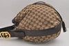Authentic GUCCI Double G Drawstring Bag GG Canvas Leather 223951 Brown 2162J