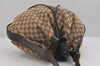 Authentic GUCCI Double G Drawstring Bag GG Canvas Leather 223951 Brown 2162J