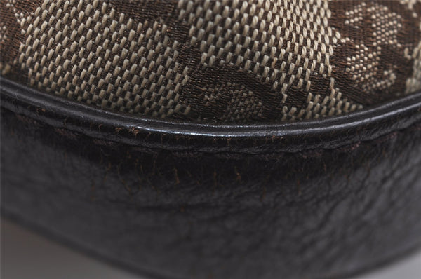 Authentic GUCCI Double G Drawstring Bag GG Canvas Leather 223951 Brown 2162J