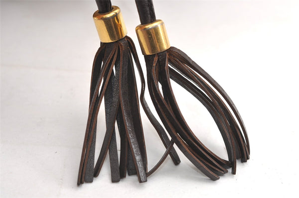 Authentic GUCCI Double G Drawstring Bag GG Canvas Leather 223951 Brown 2162J