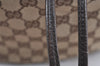 Authentic GUCCI Double G Drawstring Bag GG Canvas Leather 223951 Brown 2162J